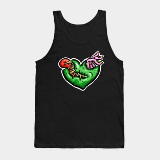 Zombie Heart Tongue and Fingers Green Valentines Day Tank Top